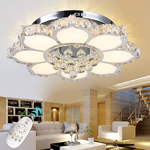LED Deckenleuchte 3017WJ-66cm 132W mit Fernbedienung warmweiß bis kaltweiß einstellbar.dimmbar Kristall 3x5 cm Deckenlampe Wohnzimmerlampe Leuchte Lampe Pendelleuchte Energieeffizient led Leuchtung
