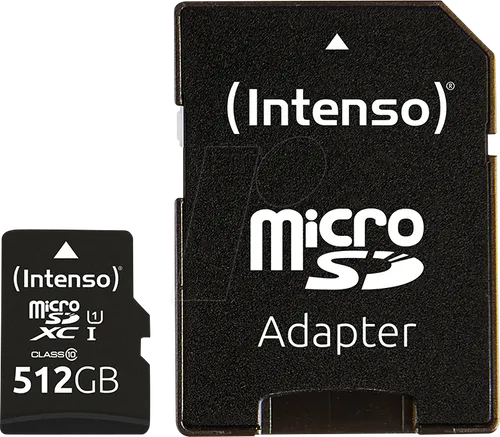 Intenso microSDXC 512GB - Class 10 UHS-I U1, hohe Geschwindigkeit für schnelle Datenübertragungen und optimale Leistung