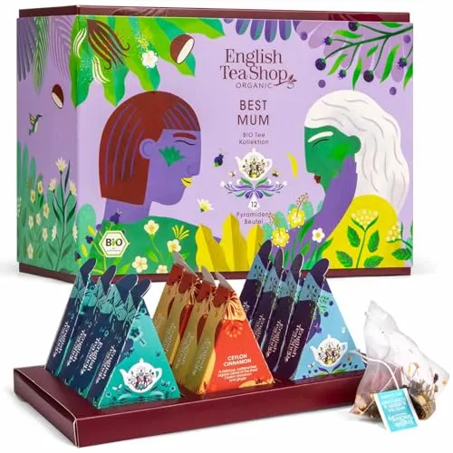 ETS Tee Geschenk Best Mum | Geschenkidee für Mama & Frauen | Teeset zu Muttertag, Geburtstag, Ostern, Dankeschön | BIO 12 Pyramidenbeutel
