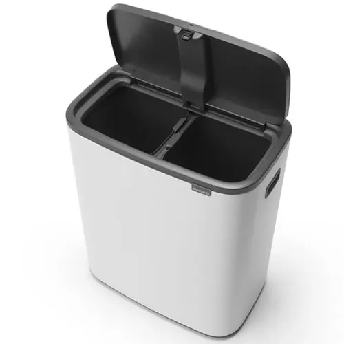 Brabantia Bo Touch Bin mit 2 Innenbehältern, 2 x 30 Liter, Weiß - Haushaltszubehör mit zwei herausnehmbaren Einsätzen für einfache Mülltrennung und sanft öffnendem Deckel - perfekt für komfortables Entsorgen ohne Bücken!
