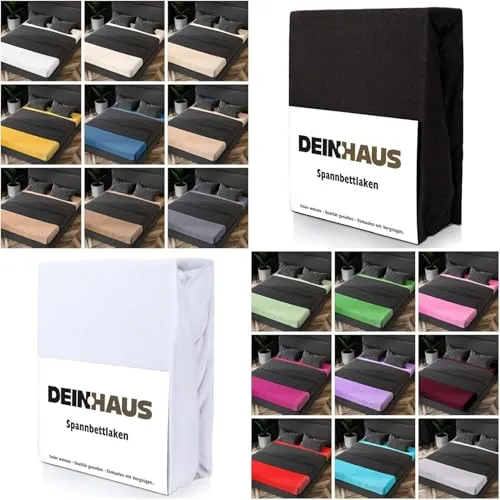 DH DEIN.HAUS Frottee Spannbettlaken 160 x 200 cm – Baumwolle, mit Gummizug, weich & pflegeleicht, Bettlaken – Farbe: Korallenrot