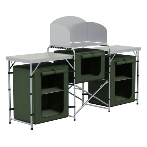 HAGO® Campingküche Grün Faltbar Outdoor Campingschrank Kochstation Tragetasche