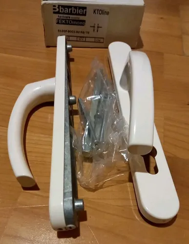 1x Schmrahmgarnitur Alu weiß Drücker-Drücker 58-76mm, PZ, Vierkant 8 mm