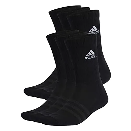 adidas Unisex Cushioned Sportswear Crew Socken, 6 Paar Black/White 31-33