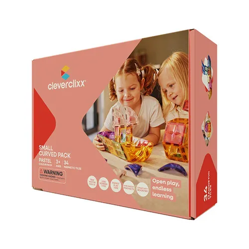 Cleverclixx Kleiner Kuppel-Bausatz Knallfarben - Magnetbausteine mit 34 Teilen, gebogene Spezialbausteine fördern Kreativität und räumliches Denken, ideal für beeindruckende Konstruktionen.