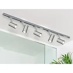 Lichtschienensystem 4-adrig mit 5 Strahlern in Silber, 202,5 cm - Modernes Lichtschienensystem mit 5 eleganten Strahlern für individuelle Beleuchtung. Ideal für Wohnzimmer, Küche oder Flur – einfach montierbar und erweiterbar.
