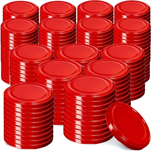KADAX Schraubdeckel fi82 mm, Twist-Off-Deckel Set aus Metall, Ersatzdeckel für Einmachgläser, Deckel mit 6 Einrastzähnen für Sturzgläser und Einmachgläser (Rot, 200 Stück)