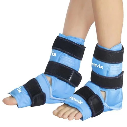 REVIX Knöchel-Fuß Kühlpads für Verletzungen, Wiederverwendbares Gel Kältekompressionstherapie zur Schmerzlinderung von Füßen, Weiches Plüschfutter, 2 Packungen
