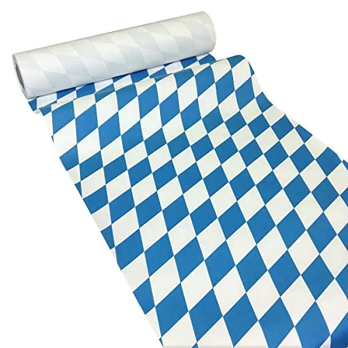 JUNOPAX Papier Tischläufer 50m x 0,40m Raute weiß-blau