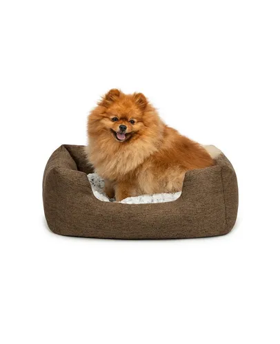 lionto Tierkissen Hundebett mit Wendekissen, braun, 60 cm x 50 cm - Tierbetten: Weiches Hundebett mit Wendekissen für individuellen Komfort und rutschfestem Boden, ideal für kleine Hunde und moderne Wohnräume.