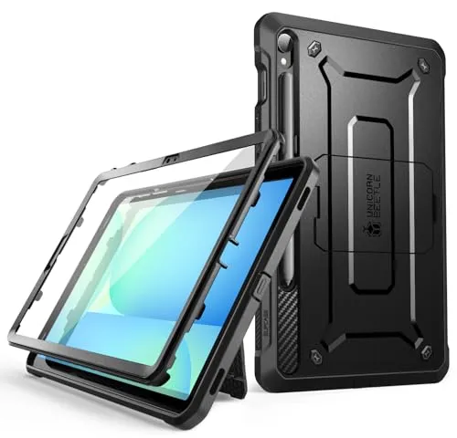 SUPCASE für Samsung Galaxy Tab S10 FE 10,9 Zoll Hülle mit Ständer (Unicorn Beetle Pro), [mit Displayschutz & S Pen Halter] Bumper Case 360 Grad Schutzhülle Robust Cover für Tab S10 FE 2025 (Schwarz)
