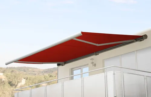 Elektrische Kassettenmarkise H124 in rot von Mendler