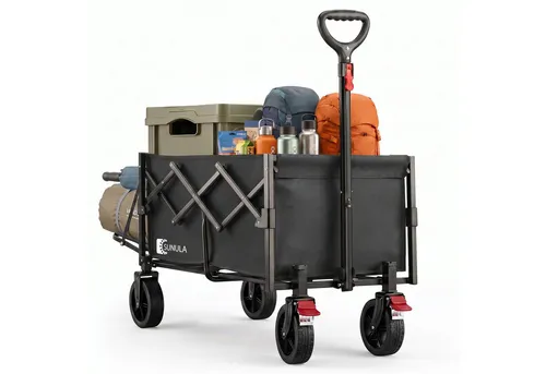 Sekey Bollerwagen XXL - Faltbarer Klappwagen mit erweiterbarer Heckklappe, 135L bis 200L Volumen und 150KG Tragkraft, ideal für Ausflüge und Picknicks