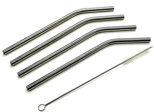 Edelstahl Trinkhalm 4er Set inkl. Reinigungsbürste wiederverwendbar Strohalm