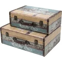 HMF Aufbewahrungsbox Handgefertigter Vintage Koffer in blau von HMF