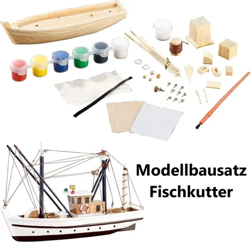 NEU Modellbausatz Fischkutter Holz für Geschenk Weihnachten Familie Erwachsen