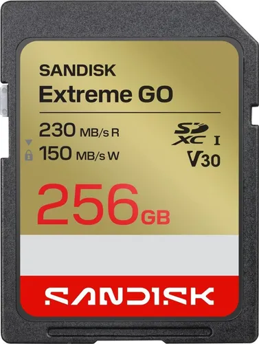 SanDisk SDXC Extreme GO 256GB - Hochgeschwindigkeits-Speicherkarte - Die SanDisk SDXC Extreme GO 256GB bietet schnelle Übertragungsraten von bis zu 230MB/s und ist ideal für 4K-Videos. Perfekt für Fotografen und Videografen, die hohe Leistung benötigen! Mit geprüfter Qualität.