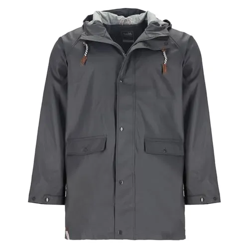 FRIESEN Friesennerz Herren Regenjacke 'Kein Wasser, Mann!' II mit Innenfutter - Regenmantel Outdoor Jacke mit Kapuze wasserdicht und waschbar in Anthrazit Größe M