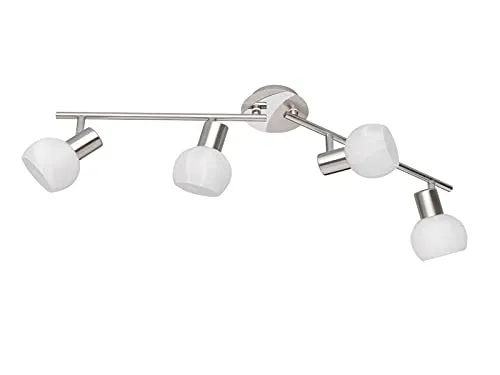 meineWunschleuchte 4-flammiger Deckenstrahler schwenkbar mit Glasschirmen weiß, Breite 69cm