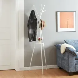 [en.casa] Garderobenständer Edet mit runder Ablage - Garderobenständer mit stilvollem Design und stabilen Stand. Ideal für Flur oder Büro, bietet zahlreiche Haken und eine praktische Ablage für Accessoires.