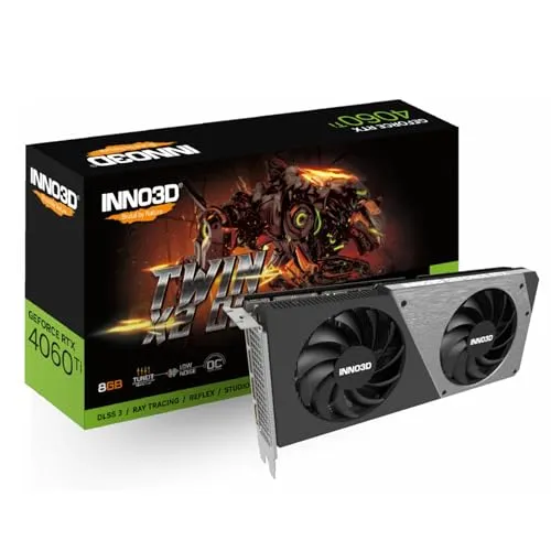 Inno3D Geforce RTX 4060 Ti 8GB Twin X2 OC Grafikkarte - Grafikkarten mit 8GB GDDR6, optimiert für hohe Performance und Gaming-Erlebnisse, ausgestattet mit 1x HDMI und 3x DP für vielseitige Anschlussmöglichkeiten.
