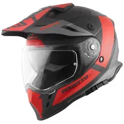 Bogotto V331 Pro Tour Endurohelm, rot, Größe XS für Männer - Hochresistenter Endurohelm aus Thermoplastik mit verstellbarem Schirm und klarem Visier. Ideal für anspruchsvolle Touren und maximalen Tragekomfort.