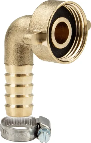 tecuro Schlauchverschraubung mit 3/4 Zoll ÜWM x 90° Tülle Ø 10 mm, inkl. Schelle W4 10-16 mm