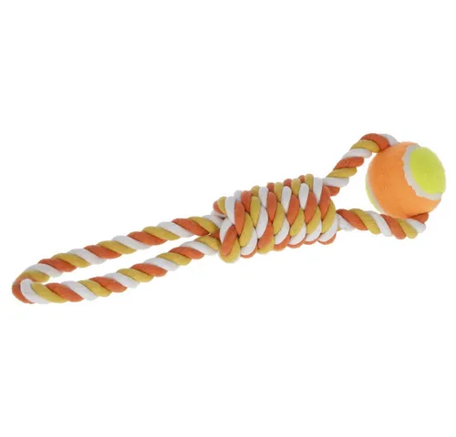 Kerbl Pet Ball am Tau 37cm - Hundeball aus orange Baumwolle, ideal für Spiel und Training mit hohem Spaßfaktor