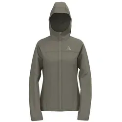 Odlo X-Alp Waterproof Laufjacke Damen - Khaki, Größe M - Laufbekleidung für ambitionierte Läufer, wind- und wasserfest, leicht verstaubar in der Kapuze und mit reflektierenden Elementen für mehr Sicherheit.