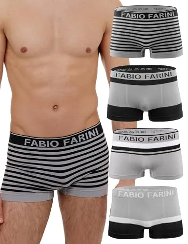 Fabio Farini - 4er-Pack Seamless Boxershorts Unterhosen Männer aus Microfaser, Nahtlose Retroshorts für Herren im Multi-Set - Set 5 M