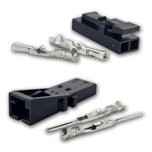 world-trading-net 10er Pack Mini AMP-Steckverbinder 2-polig, mit Crimpkontakten aus verzinnten Kupfer, schwarzes Kunststoffgehäuse, Gehäuse mit Arretierung für Zusammenhalt