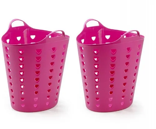 Kreher Aufbewahrungskorb Set: 2 x Flexibler Tragekorb 65 Liter - Dekokörbe in Pink oder Blau, abwaschbar und ideal für die praktische Organisation im Haushalt.