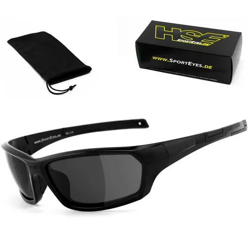 Sportbrille Fahrradbrille HSE - SportEyes® AIR-STREAM - Sportbrille für Radsport mit 100% UV400-Schutz und winddichten Eigenschaften. Ideal für Outdoor-Aktivitäten und ausgestattet mit rutschfesten Nasenauflagen.