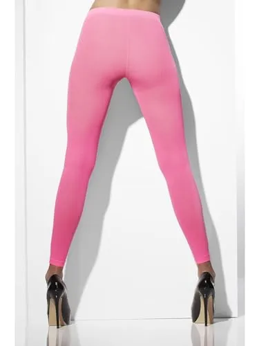Smiffys Blickdichte, fußlose Strumpfhose, Neon-Rosa Halloween