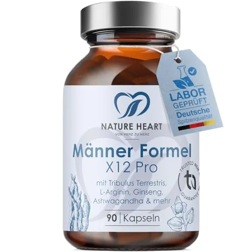 Nature Heart Männer Formel X12 Pro 90 Kapseln – Vegane Ergänzung für Energie und Vitalität