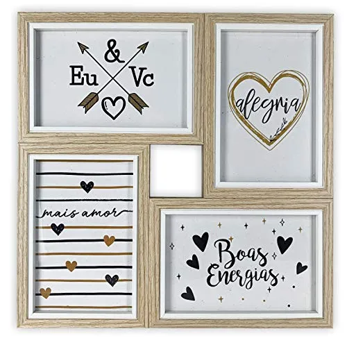 TH Bilderrahmen aus Holz für die Wand - 4 Fotos von 10 x 15 cm (Beige)