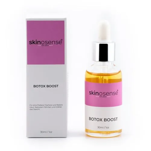 Skinosense® Botox Boost Serum, Hyaluronsäure & Peptide, Anti-Aging für straffere und prallere Haut, glättet Falten und erhöht die Hautfestigkeit, vegan & tierversuchsfrei (30 ml)