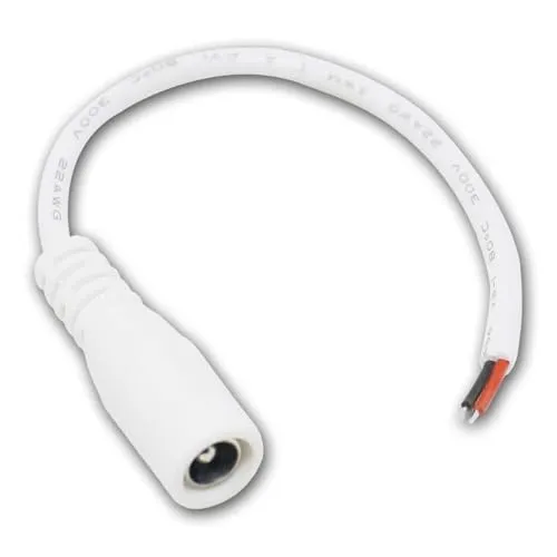 world-trading-net DC-Buchse 5,5x2,1mm mit Anschlusskabel, offenes Kabelende – praktisches 5er Set, Länge 15cm, Farbe weiß, für lösbare Stromverbindung