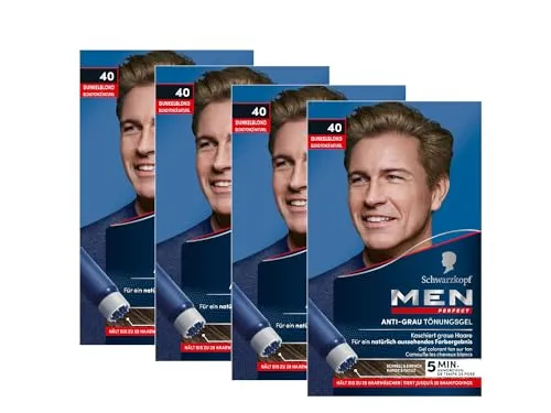 Men Perfect Anti-Grau Tönungs-Gel 40 Dunkelblond (4x 80 ml), Haarfarbe für Männer blendet graue Haare aus, Anti-Grau Tönung für ein natürlich aussehendes Ergebnis