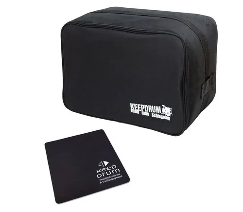 keepdrum Cajon-Tasche für Kinder-Cajon + Sitzpad - Praktische Tasche aus robustem Nylon mit 5mm Polsterung für sicheren Transport Ihrer Kinder-Cajon und rutschfestes Sitzpad für mehr Komfort beim Trommeln.