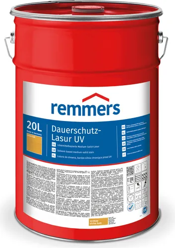 Remmers Dauerschutz-Lasur UV eiche hell (RC-365) 20 l - Holzlasur mit sehr hohem UV-Schutz, ideal für Holz im Freien. Wetterfest, schmutzabweisend und pflegeleicht – perfekt für langlebige Holzoberflächen.