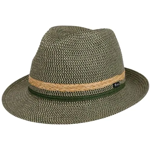 Lipodo Costanzo Bogart Strohhut Mehrfarbiger Hut mit Streifenmuster Leicht robust Made in Italy Herren Frühjahr Sommer grün L (58-59 cm)