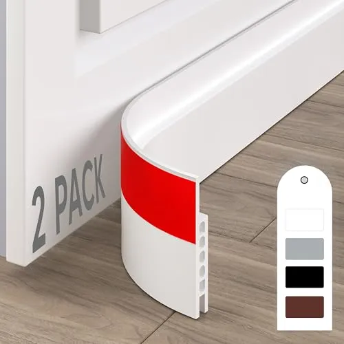Produktbild HIZH Zugluftstopper 2 Stücke, Selbstklebende Tür Türdichtung, Zugluftstopper Für Türen ürdichtung Unten,Wetterfest Blocker Schalldichtung Silikon Türstopper,100cm*2,weiß