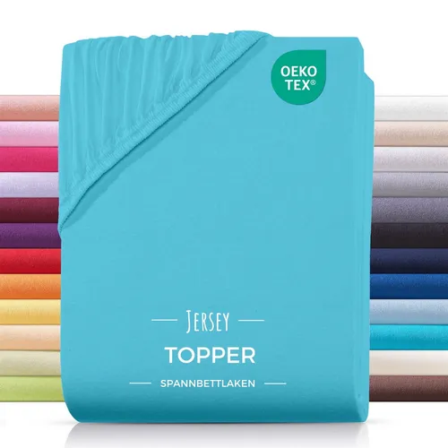 Carpe Sonno Spannbettlaken Topper 200x200 cm – Jersey Baumwolle - Hochwertiges Jersey Spannbettlaken für Topper bis 10 cm Höhe. Strapazierfähig, bügelfrei und mit Rundumgummi für perfekten Sitz. Pflegeleicht und Oeko-Tex zertifiziert. Ideal für eine entspannte Nachtruhe.