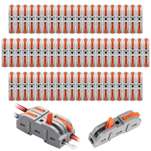 Kabelverbinder 50 Stück, SPL-1 Kabelklemmen Elektro Durchgangsverbinder 4mm² Leiter Klemme mit Betätigungshebel Klemmen Elektro Verbindungsklemme Kombiniert Werden SPL2-5 Kabel-Schnellkupplungen