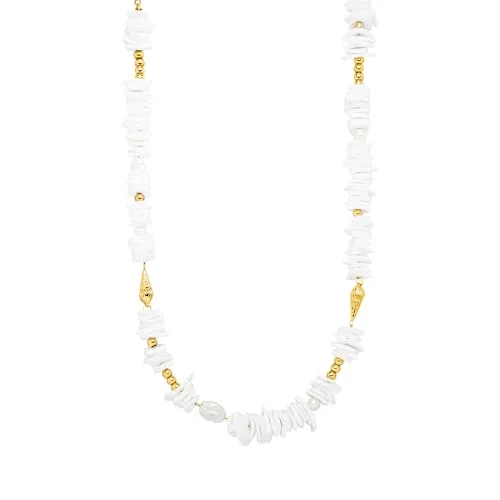Purelei® Wela Kette – Wasserfester Schmuck mit echten Perlen - Ketten für Damen, einzigartiges Design mit echten Perlen und Muschelstücken, perfekt für Wassernixen – bleibt beim Schwimmen und Duschen wunderschön!