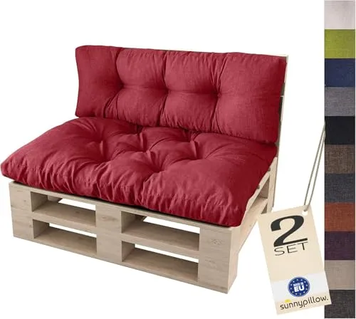 sunnypillow Palettenkissen Auflage Set für Europaletten - Auflagen & Polster für Sofas – Bequeme und stylische Palettenkissen für drinnen und draußen, inklusive gratis Seitenkissen beim Kauf von 3 Sets!