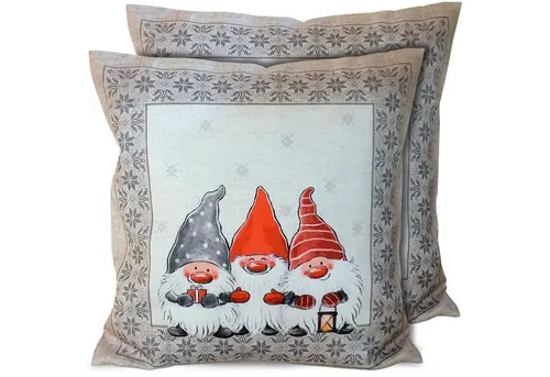 matches21 HOME & HOBBY Kissenbezüge 2er Set Kissenhüllen 40x40 cm mit Weihnachtswichteln für Weihnachten, (2 Stück), Zierkissen-Bezüge für Sofa-Kissen, Couch-Kissen