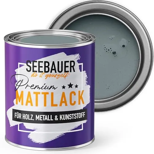 SEEBAUER diy Mattlack Grau 750ml für Innen & Außen (No. 212 Mountain Slate) Möbelfarbe ohne Schleifen - Hybrid-Lack für Holz, Metall, Kunststoff - Holzlack, Möbellack hohe Deckkraft