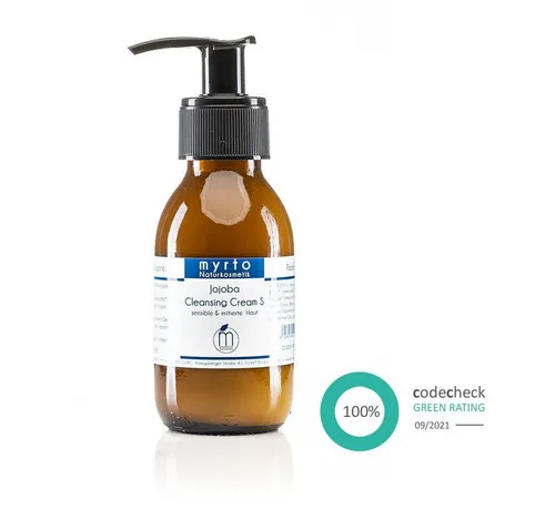 myrto Naturkosmetik Gesichts-Reinigungscreme Bio Jojoba Cleansing Cream S - für sensible & irritierte Haut, hautklärend, reinigt sanft, schützt die Hautbarriere, Glasflasche